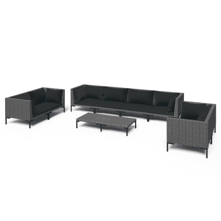 9 Piece Patio Lounge Set with Cushions Poly Rattan Dark Gray