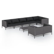 9 Piece Patio Lounge Set with Cushions Poly Rattan Dark Gray