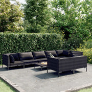 9 Piece Patio Lounge Set with Cushions Poly Rattan Dark Gray