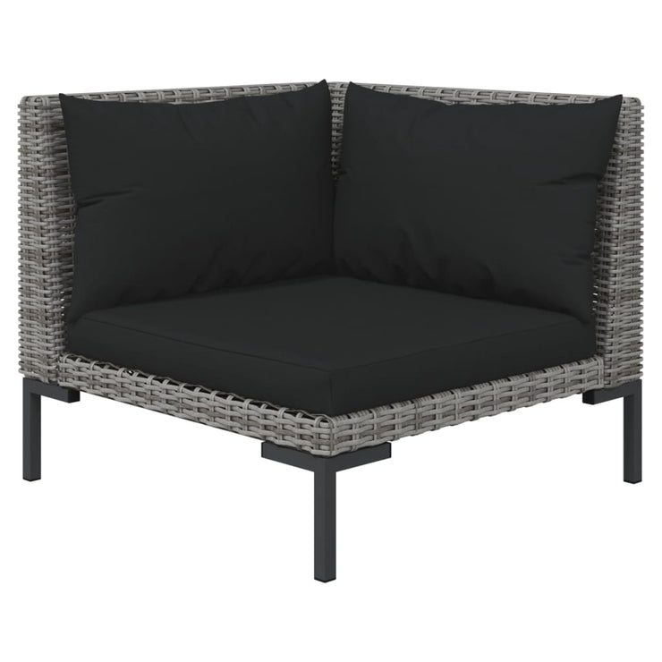 9 Piece Patio Lounge Set with Cushions Poly Rattan Dark Gray