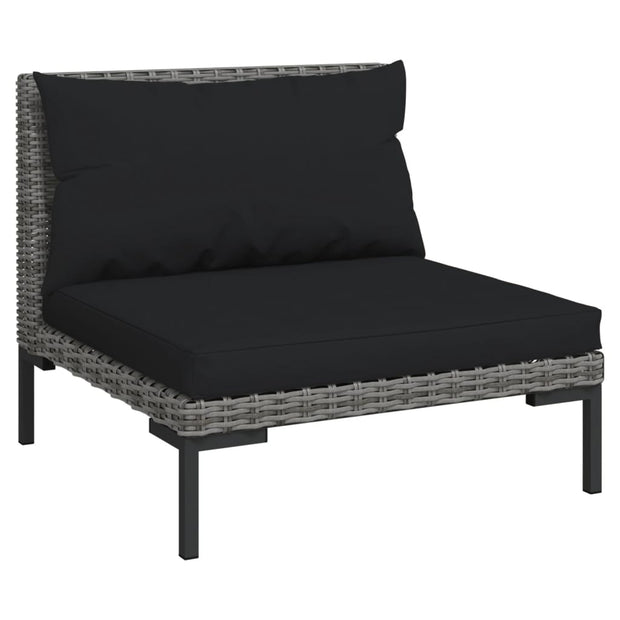 9 Piece Patio Lounge Set with Cushions Round Rattan Dark Gray