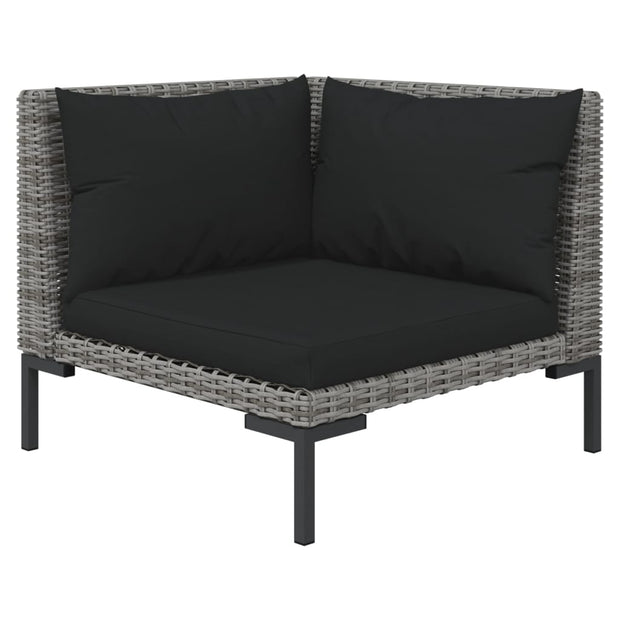 9 Piece Patio Lounge Set with Cushions Round Rattan Dark Gray