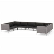 9 Piece Patio Lounge Set with Cushions Poly Rattan Dark Gray