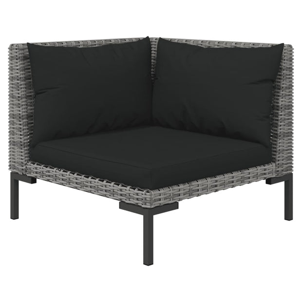 9 Piece Patio Lounge Set with Cushions Poly Rattan Dark Gray