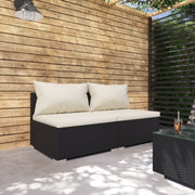 Patio Furniture Set 2 Piece with Cushions Poly Rattan Black