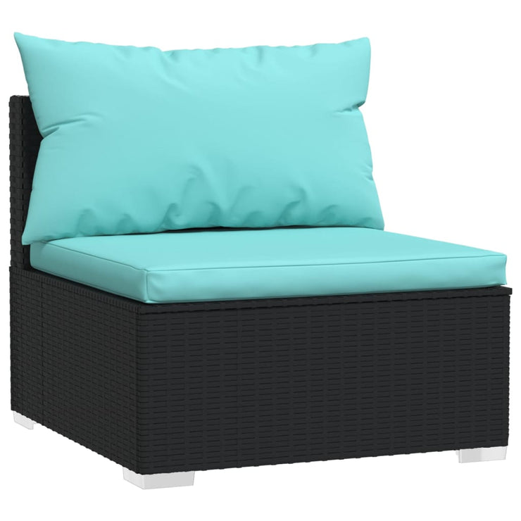 Patio Furniture Set 2 Piece with Cushions Poly Rattan Black