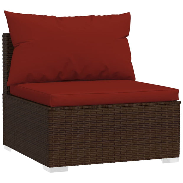 Patio Furniture Set 2 Piece with Cushions Poly Rattan Brown