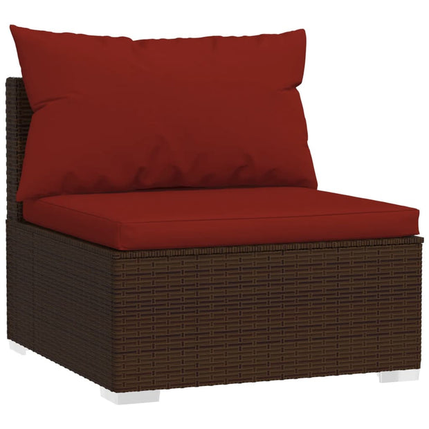 Patio Furniture Set 3 Piece with Cushions Poly Rattan Brown