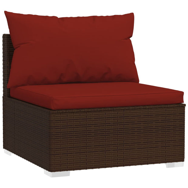 Patio Furniture Set 5 Piece with Cushions Poly Rattan Brown