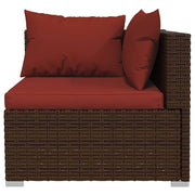 Patio Furniture Set 4 Piece with Cushions Poly Rattan Brown