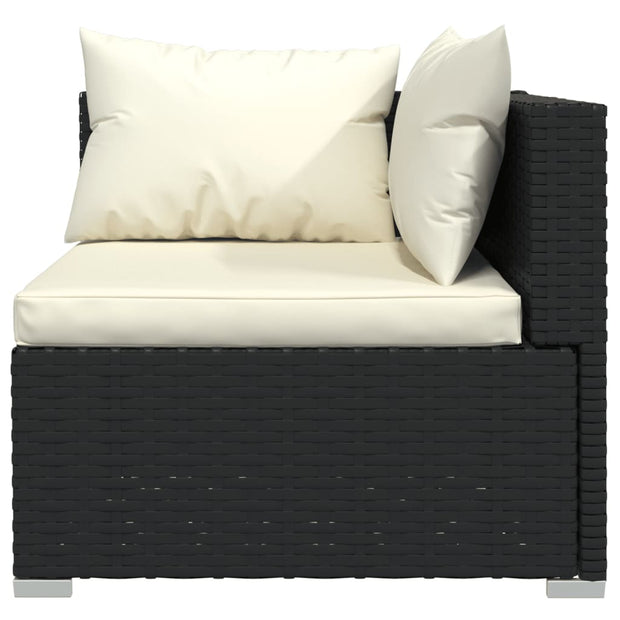 Patio Furniture Set 4 Piece with Cushions Poly Rattan Black