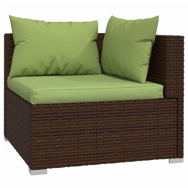 Patio Furniture Set 4 Piece with Cushions Poly Rattan Brown