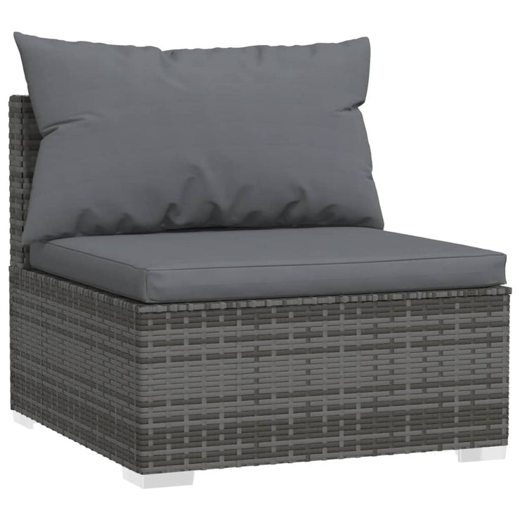 Patio Furniture Set 4 Piece with Cushions Poly Rattan Gray