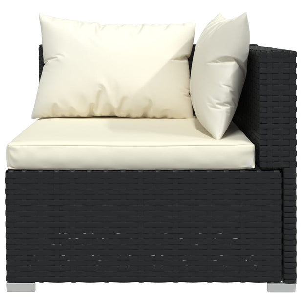 Patio Furniture Set 5 Piece with Cushions Poly Rattan Black