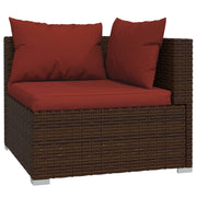 Patio Furniture Set 5 Piece with Cushions Poly Rattan Brown