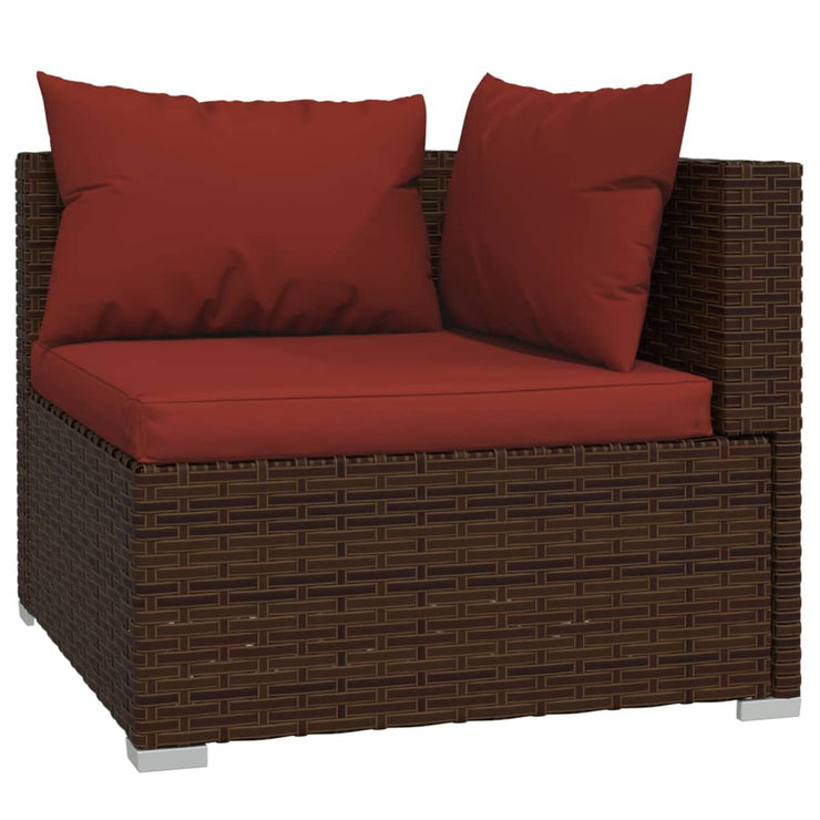 Patio Furniture Set 5 Piece with Cushions Poly Rattan Brown