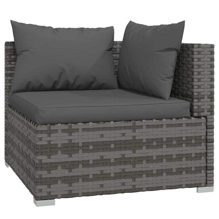 Patio Furniture Set 5 Piece with Cushions Poly Rattan Gray