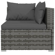 Patio Furniture Set 5 Piece with Cushions Poly Rattan Gray