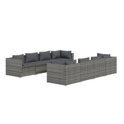 9 Piece Patio Lounge Set with Cushions Poly Rattan Gray