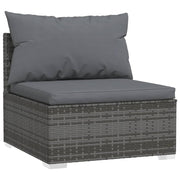 9 Piece Patio Lounge Set with Cushions Poly Rattan Gray