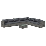 9 Piece Patio Lounge Set with Cushions Poly Rattan Gray