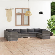 9 Piece Patio Lounge Set with Cushions Poly Rattan Gray