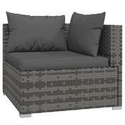 9 Piece Patio Lounge Set with Cushions Gray Poly Rattan