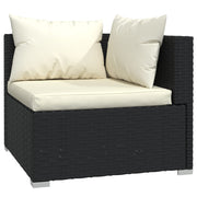 9 Piece Patio Lounge Set with Cushions Black Poly Rattan