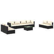 9 Piece Patio Lounge Set with Cushions Poly Rattan Black