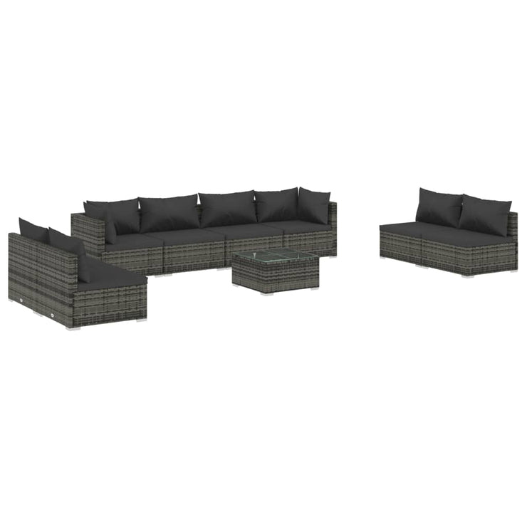 9 Piece Patio Lounge Set with Cushions Poly Rattan Gray