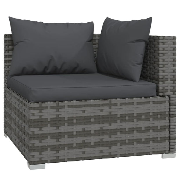 9 Piece Patio Lounge Set with Cushions Gray Poly Rattan