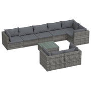 9 Piece Patio Lounge Set with Cushions Gray Poly Rattan