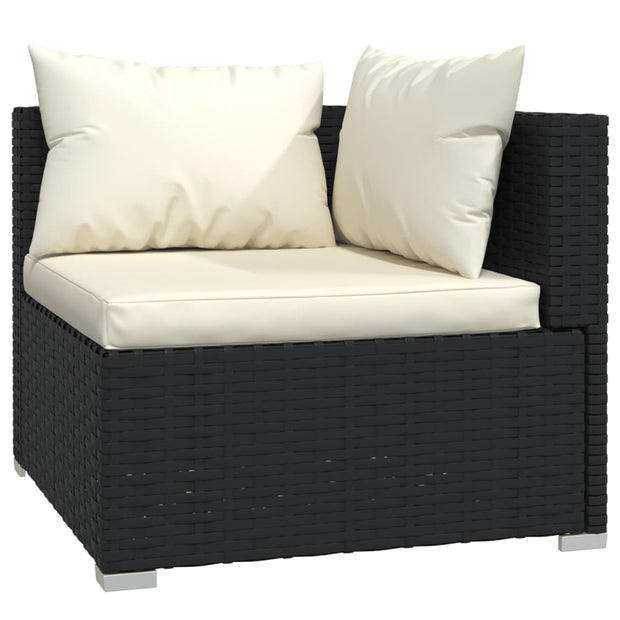 10 Piece Garden Lounge Set with Cushions Black Poly Rattan