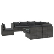 9 Piece Patio Lounge Set with Cushions Poly Rattan Gray