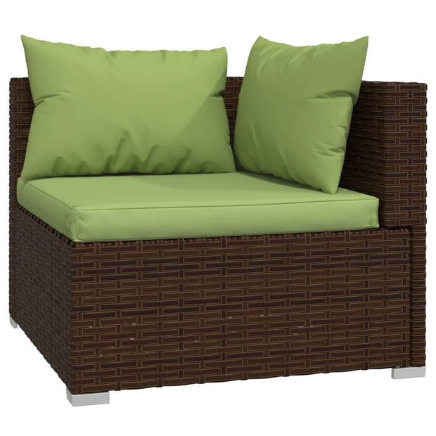 9 Piece Patio Lounge Set with Cushions Poly Rattan Brown