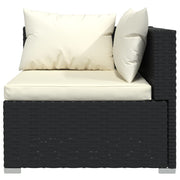 10 Piece Garden Lounge Set with Cushions Poly Rattan Black