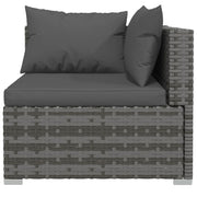 10 Piece Garden Lounge Set with Cushions Poly Rattan Gray