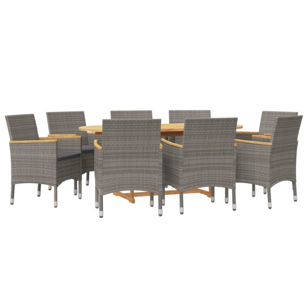 9 Piece Patio Dining Set with Cushions Gray