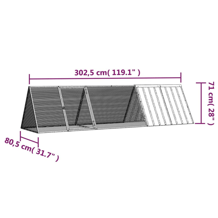 Rabbit Cage Anthracite 119.1"x31.7"x28" Galvanized Steel