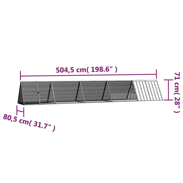 Rabbit Cage Anthracite 198.6"x31.7"x28" Galvanized Steel