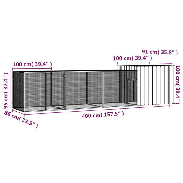 Chicken Cage Anthracite 157.5"x35.8"x39.4" Galvanized Steel