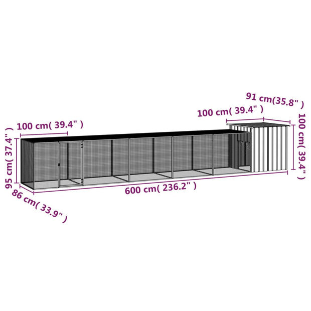 Chicken Cage Anthracite 236.2"x35.8"x39.4" Galvanized Steel