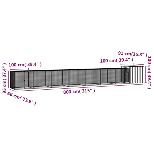 Chicken Cage Gray 315"x35.8"x39.4" Galvanized Steel