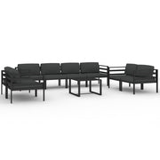 9 Piece Patio Lounge Set with Cushions Aluminum Anthracite