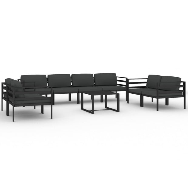 9 Piece Patio Lounge Set with Cushions Aluminum Anthracite