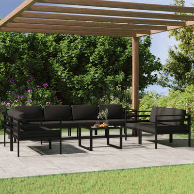 9 Piece Patio Lounge Set with Cushions Aluminum Anthracite