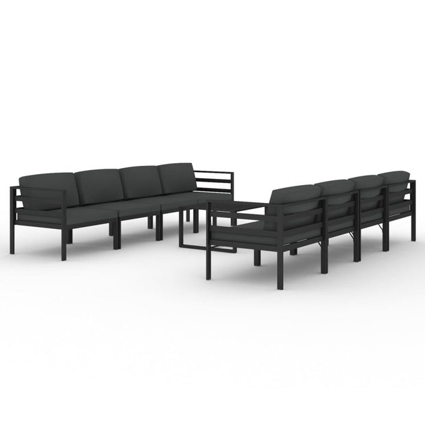 9 Piece Patio Lounge Set with Cushions Aluminum Anthracite