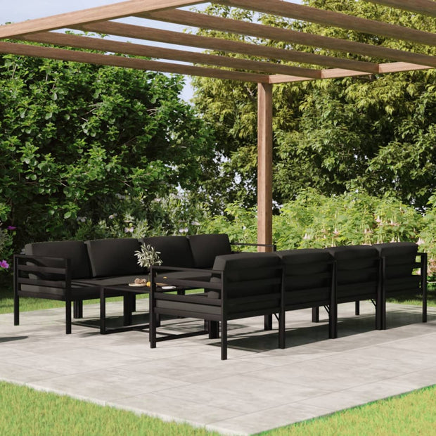 9 Piece Patio Lounge Set with Cushions Aluminum Anthracite