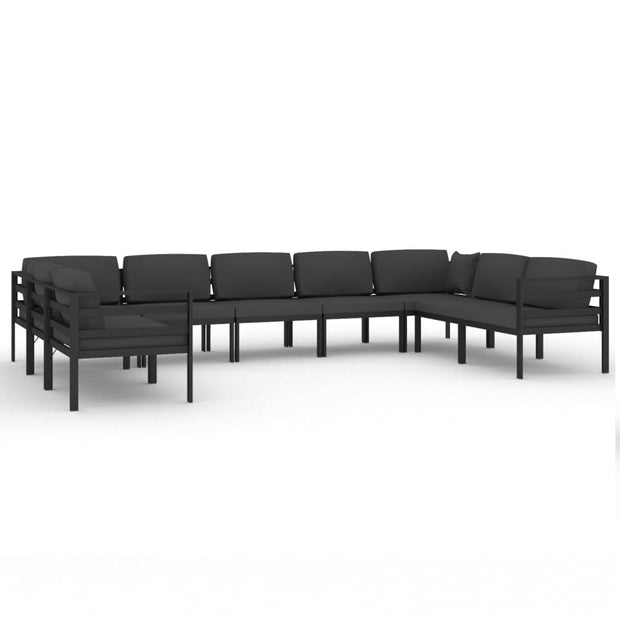 9 Piece Patio Lounge Set with Cushions Aluminum Anthracite