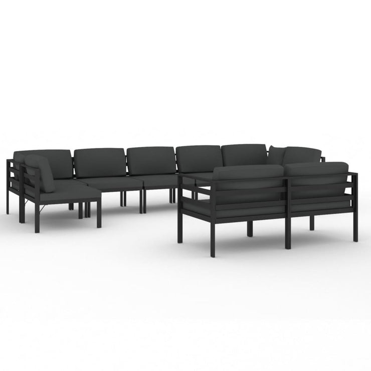 9 Piece Patio Lounge Set with Cushions Aluminum Anthracite